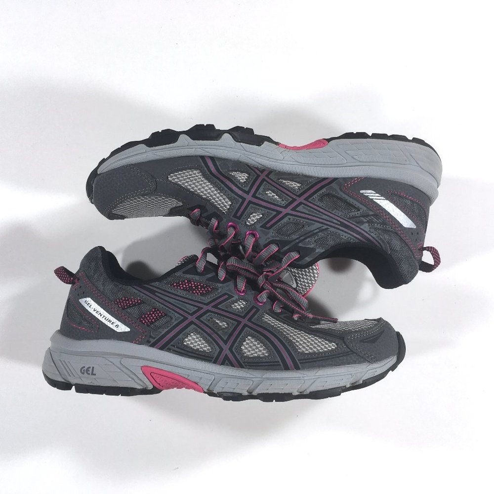 Asics Gel Venture 6 Trail Running Shoes Womens Size 7.5 D Wide Gray Pink T7G7N - Picture 2 of 11